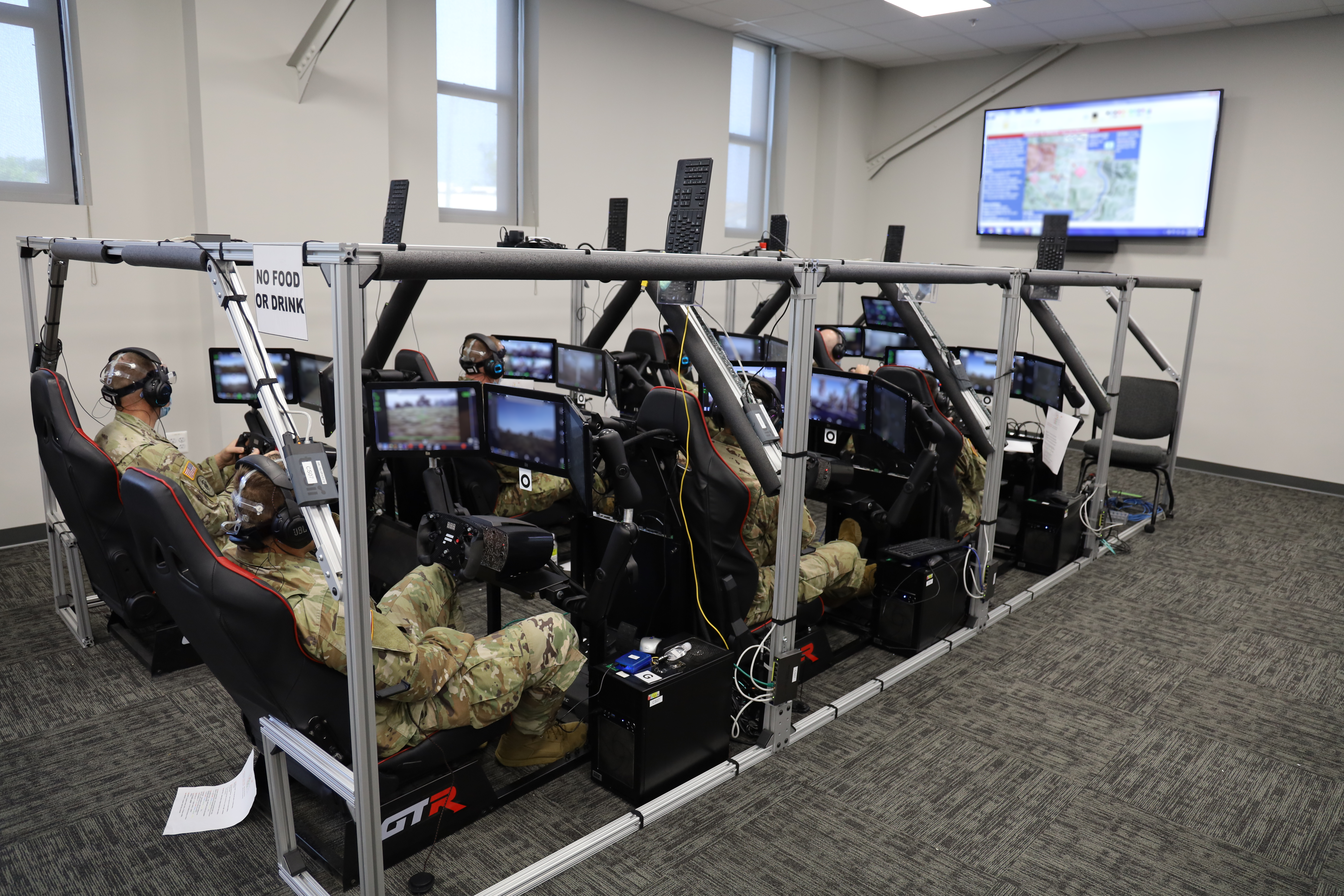 Soldier platoon team in mockup simulator